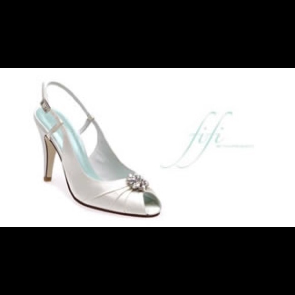 Champagne Fifi Maisie Peep-toe Swarovski Heels - Picture 7 of 9